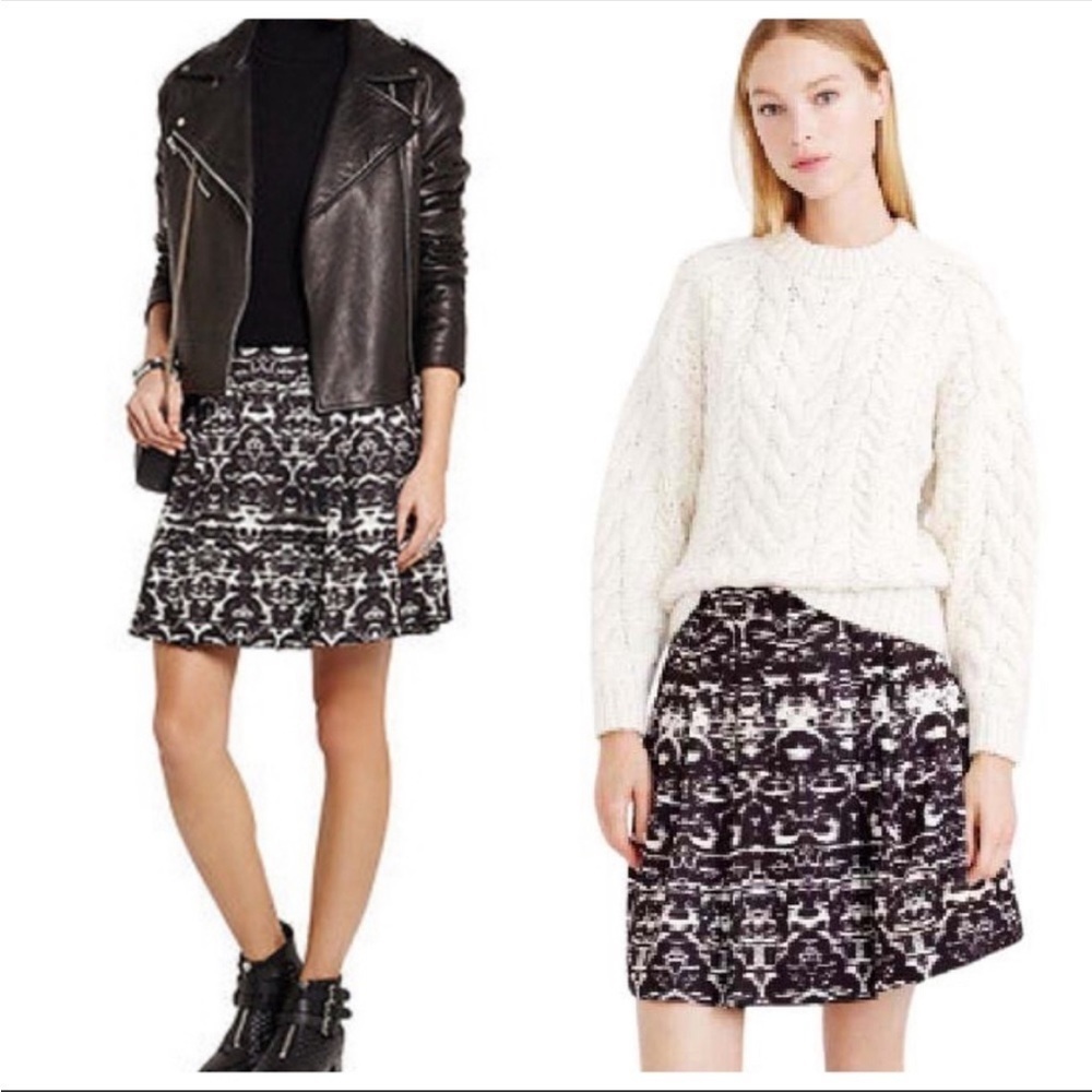 J. Crew Blurred Ikat Print Pleated Skirt